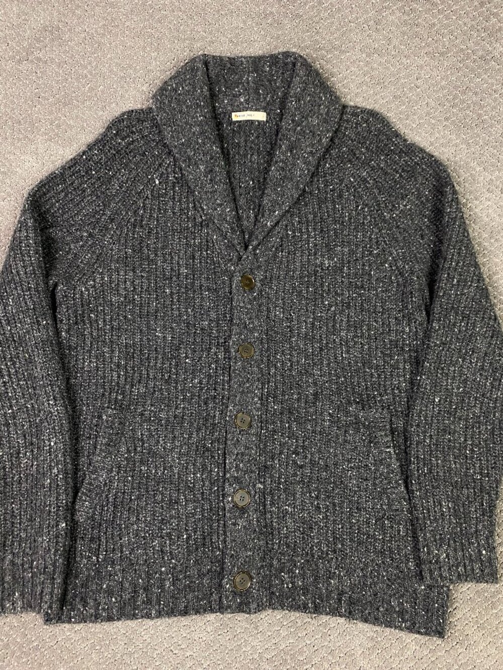 Marine Layer Shawl Collar Cardigan Sweater Mens Large Gray Merino Wool Alpaca